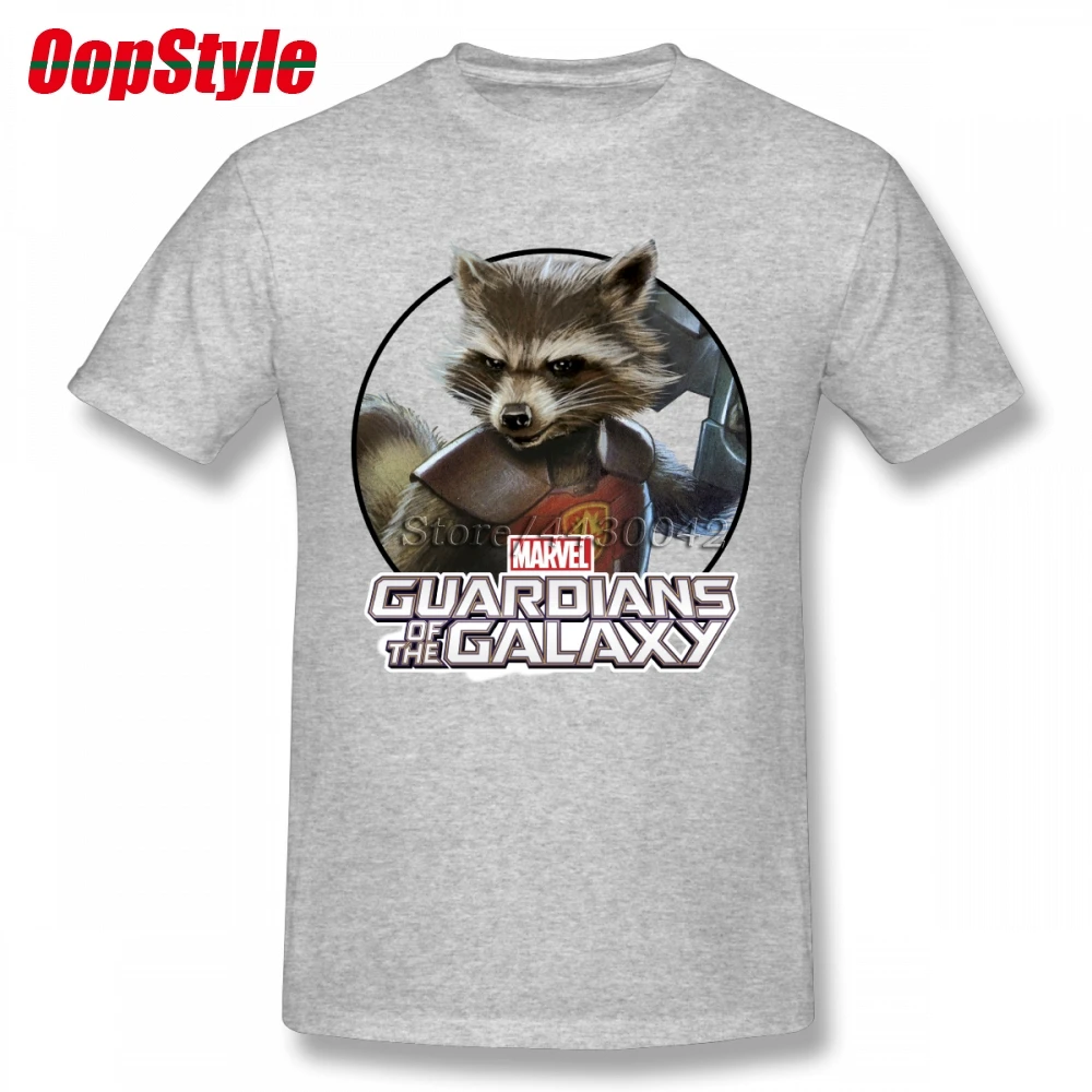 Мужская хлопковая футболка с коротким рукавом Guardians Of The Galaxy Rocket большие размеры |