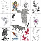 Наклейка-Татуировка временная для детей, черный Орел, волк, животное, водостойкая