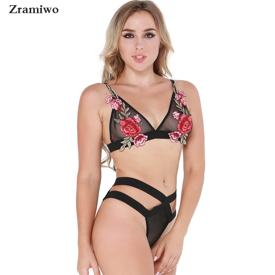 Комплект женского нижнего белья с цветочным принтом без подкладки|underwear set|sexy