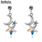 Висячие серьги BeBella с подвеской в виде Луны и звезды, серьги с кристаллами Сваровски, модные ювелирные изделия для женщин и девушек, подарок на день рождения