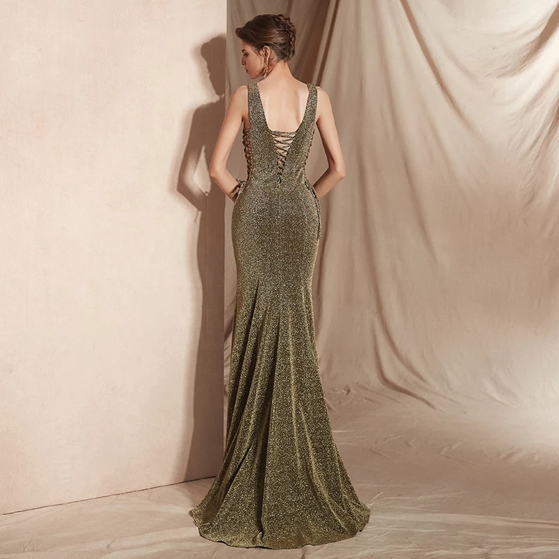 Forevergracedress Deep V Neck Evening Dresses 2019 Mermaid With Lace Up Back Formal Party Gowns Plus Size Custom Made | Свадьбы и