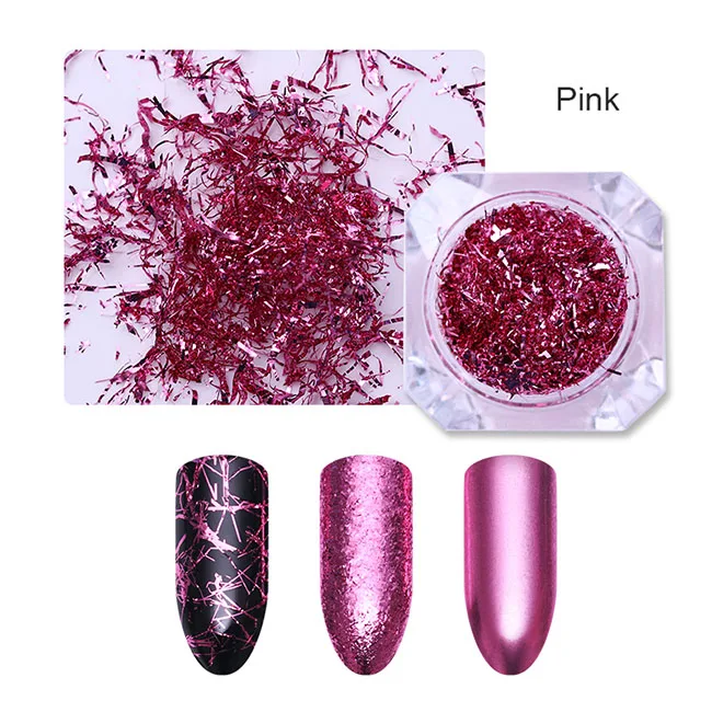 Pink Wire Золотой Серебряный ноготь полоса проволока зеркало металлическая линия нерегулярные блесток Блеск Flakies УФ гель 3D украшения ногтей - Цвет: Pink Wire