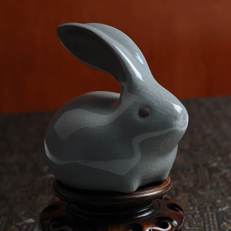 1 шт. милый кролик кабошон керамическая фиолетовая глина миниатюрная статуя кунг