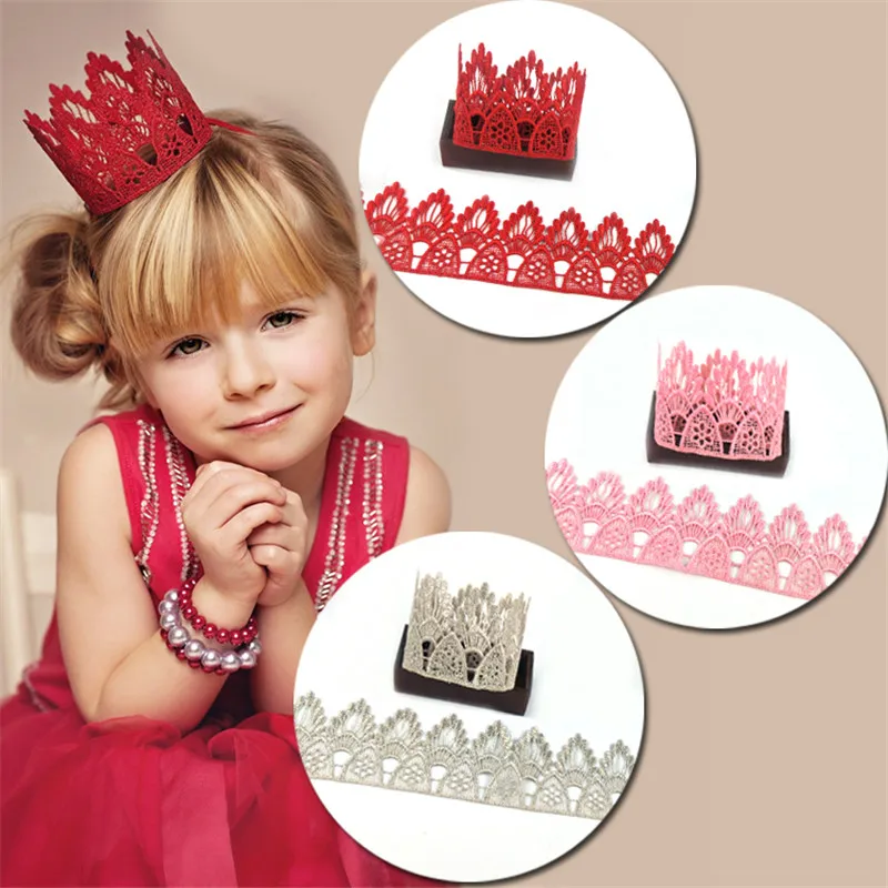 Нежная 1 ярд Золотая Серебряная 4 цвета Европейская кружевная Лента Корона сделай