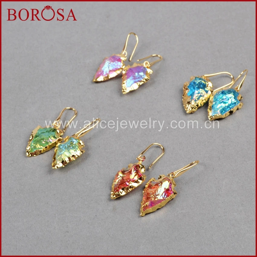 

BOROSA, 5 шт., бесплатная доставка, Φ, кварцевые наконечники, очаровательные серьги G0757