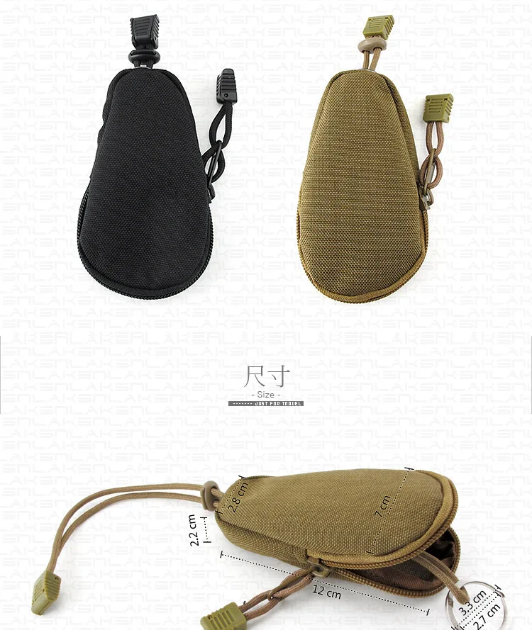 EDC Мини кошельки для ключей, держатель для мужчин, кошельки для монет, военная армейская зеленая камуфляжная сумка, маленький карман, брелок на молнии, чехол, черный цвет