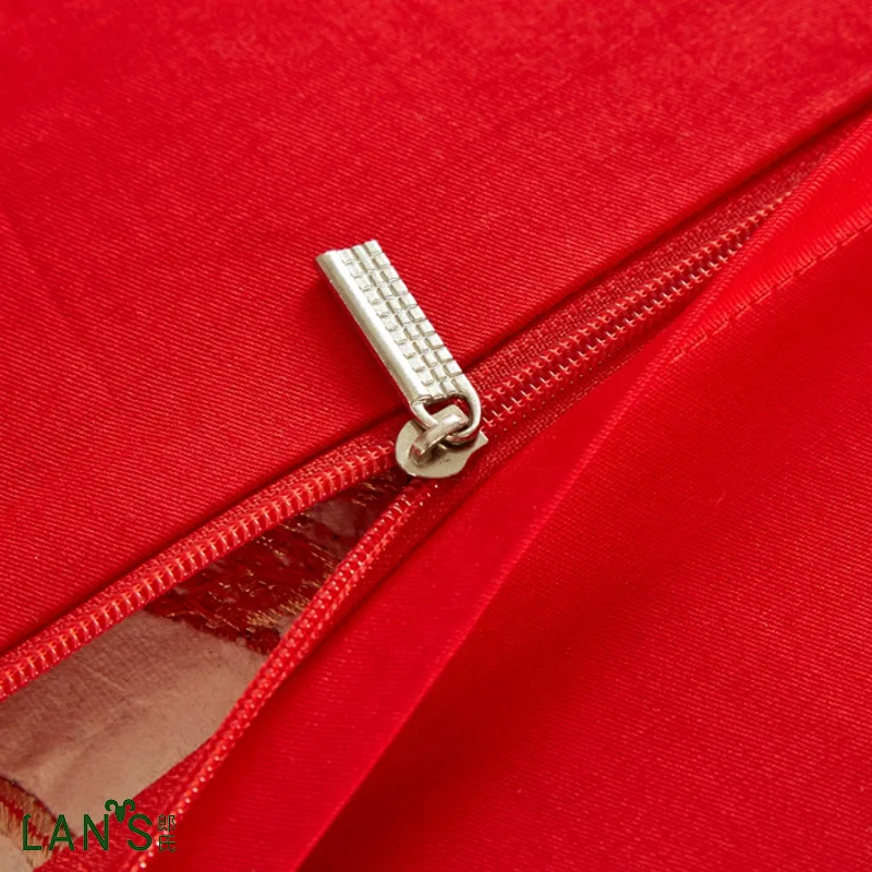 2016 Sparkle Luxury Embroidery 4pcs Bedding Sets Jacquard Satin Red Wedding Duvet Cover Bed Sheet Pillowcases 100%cotton AO07 | Дом и сад