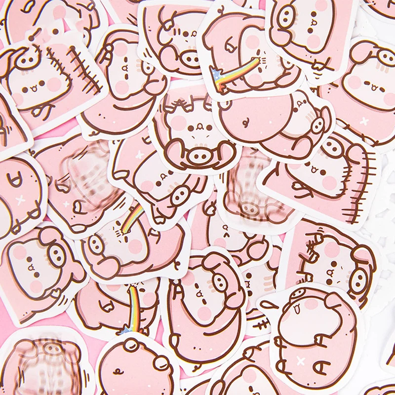 Joylong 45Pcs Pusheen Kids Stickers Scrapbooking Cute Cartoon Pink Pig Kawaii Sticker Pack Toys For Children Diary Decoration | Игрушки и