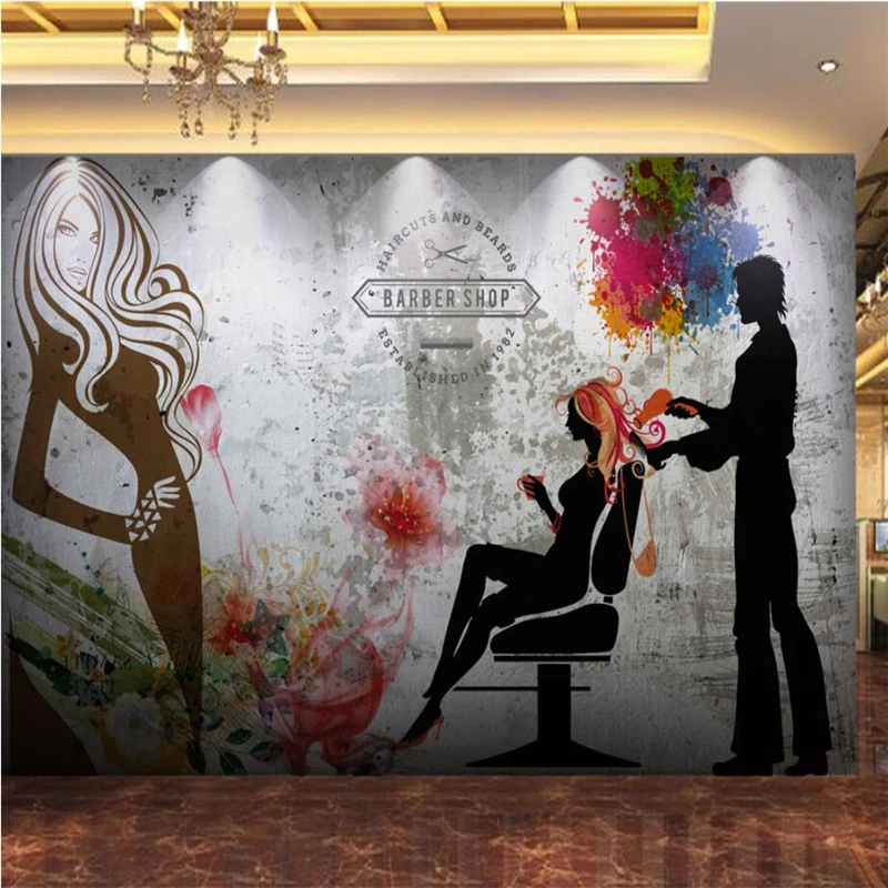 

beibehang Wallpaper custom wallpaper mural retro beauty hairdressing tooling wall decorative painting Papel de parede