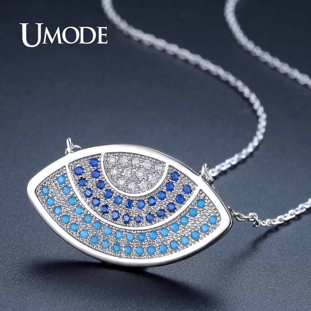 Новинка Модная бижутерия UMODE длинная цепочка с голубым кристаллом ожерелье
