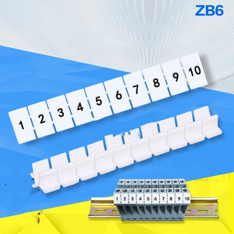 100pcs ZB6 Number MARKER uk2.5b UK5N ST4 Din Rail Terminal Blocks Maker Strips Label Connectors & Terminals | Обустройство дома