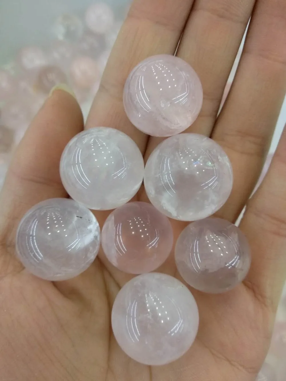 

10pcs Pretty small natural rose quartz crystal ball Healing natural stones as Christmas gift