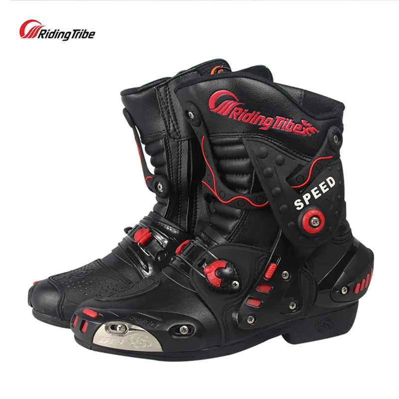 

Riding Tribe Microfiber Leather Motorcycle Boots Anti-skid Anticollision Wearable Motor Bike Racing Shoes Motocross Boots A010