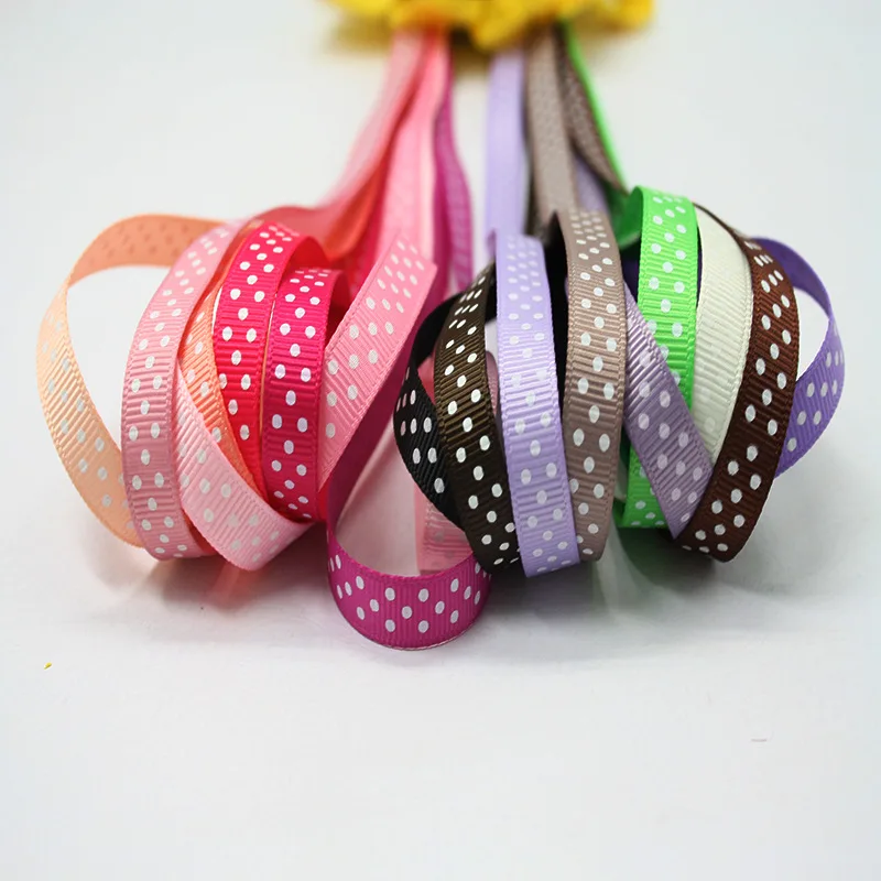 10yards/lot 9mm Width Classic Oblique Three Points Grosgrain Ribbon Polyester Ribbed Printing Dot Fabric DIY Hand-made Webbing | Дом и сад
