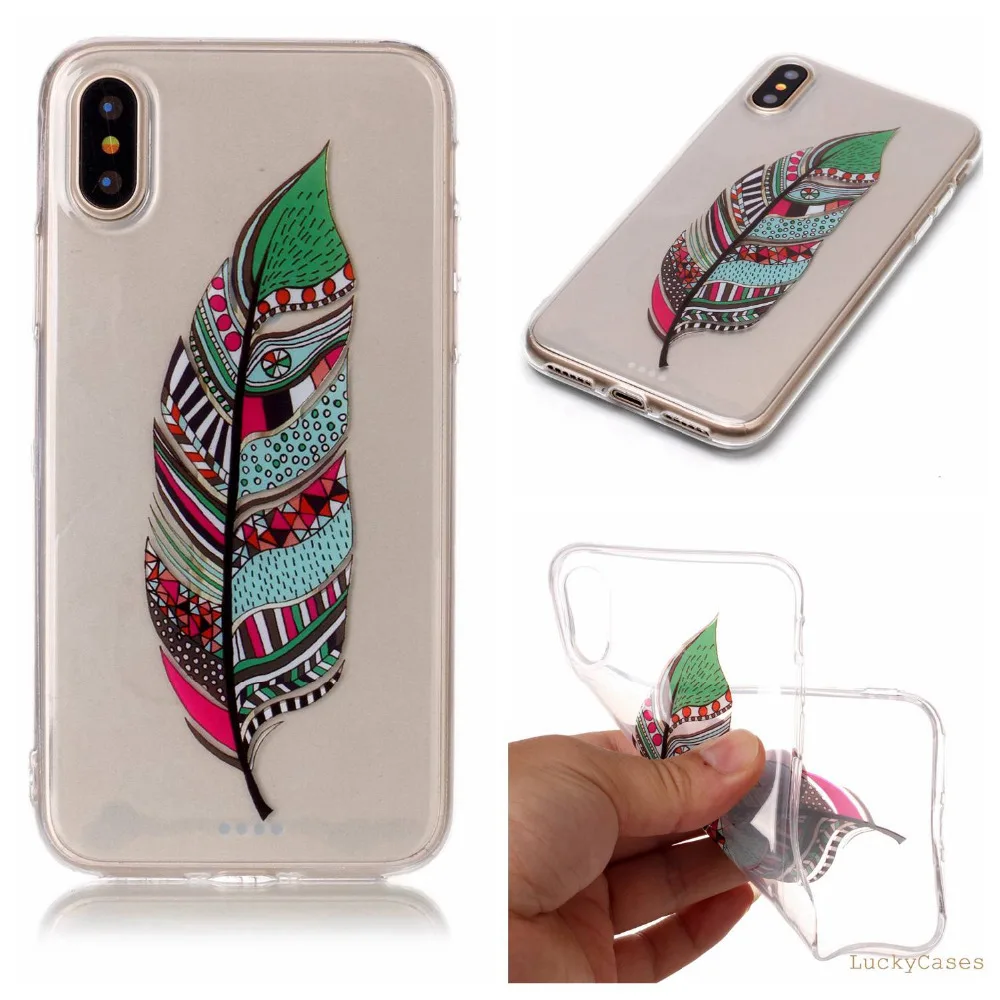 High Quality new fashion Soft Silicone TPU phone case For Apple iphone X etui conque with Doughnut feather Dreamcatcher Pattern |