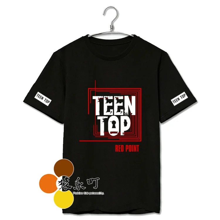 Летняя Стильная Модная хлопковая Футболка kpop teentop топ для подростков Красная