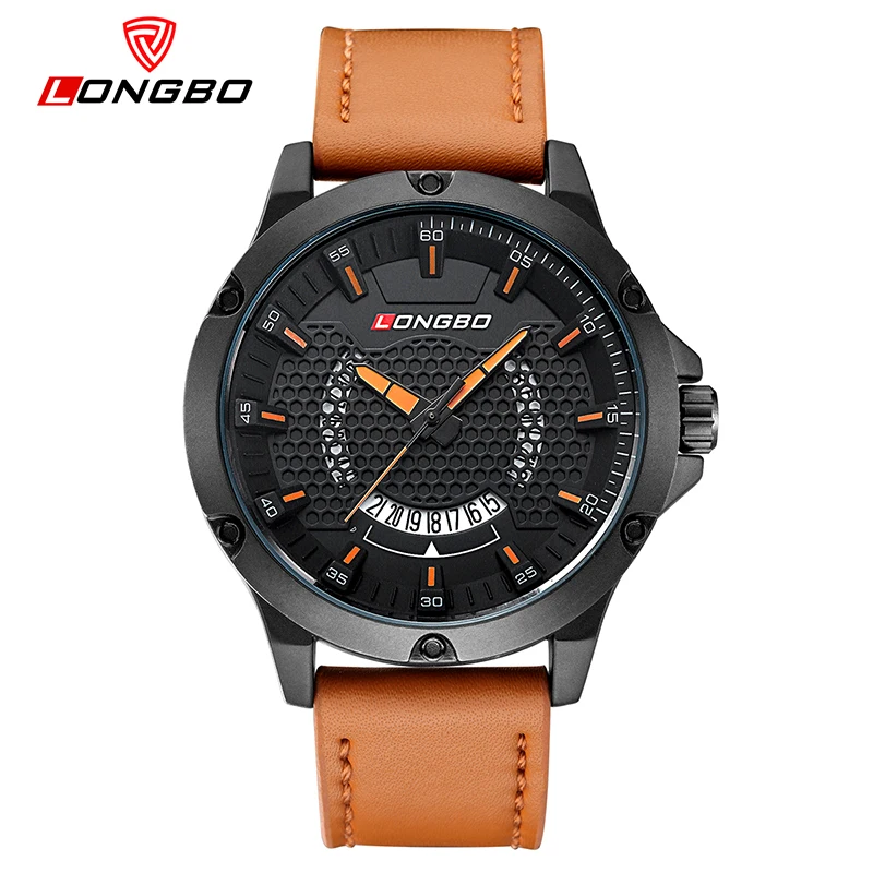 

Fashion Longbo Brand Luxury Casual Hollow Out Dial Unique Design Watches Leather Date Calendar Men Women Waterproof Wristwatches