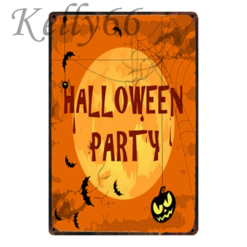 [Kelly66] и надписью &quotHappy Halloween&quot металлический знак олова плакат домашний Декор