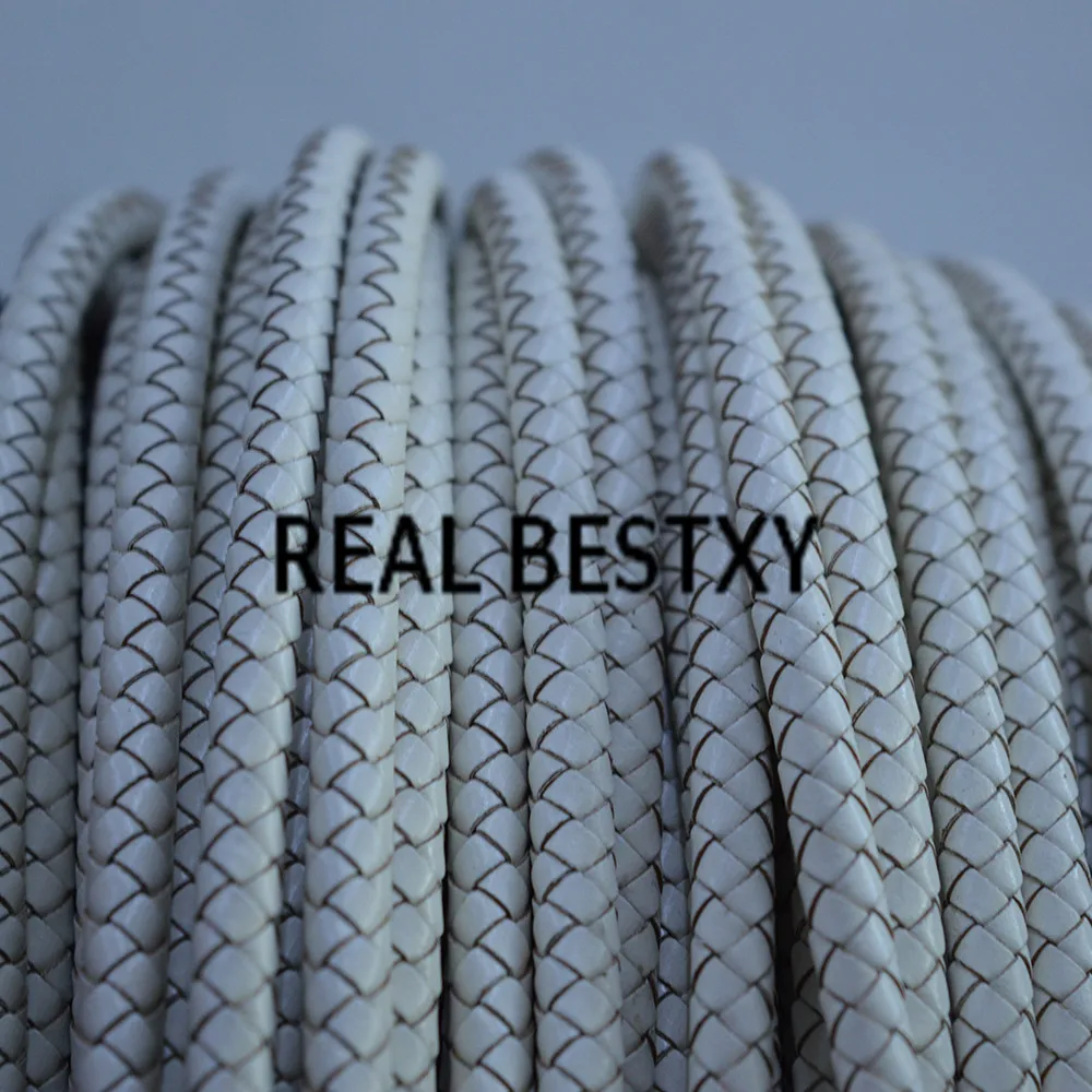 Настоящее BESTXY 5 м/лот 6 мм Белый Плетеный кожаный шнур веревка подходит для