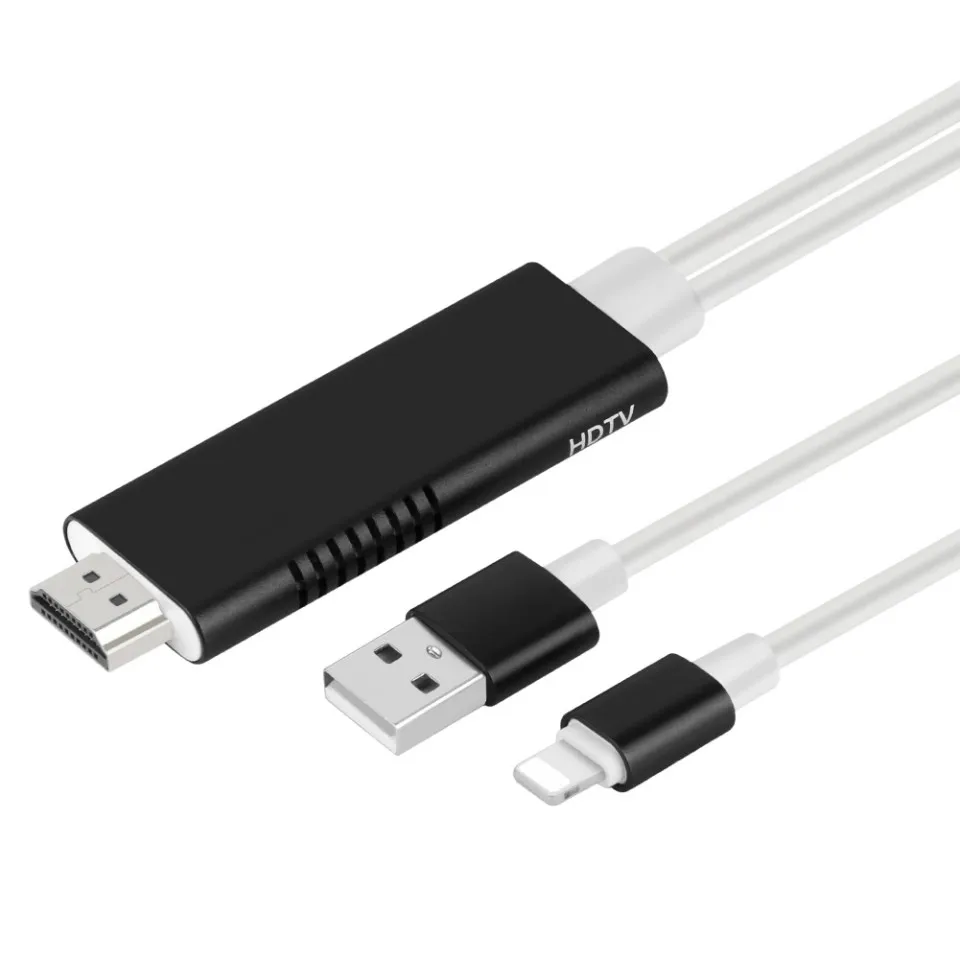 2в1 HDMI адаптер для iPhone 7 8 X XS XR iPad 1080P ТВ конвертер и USB кабель зарядки 2A Lightning Plug and