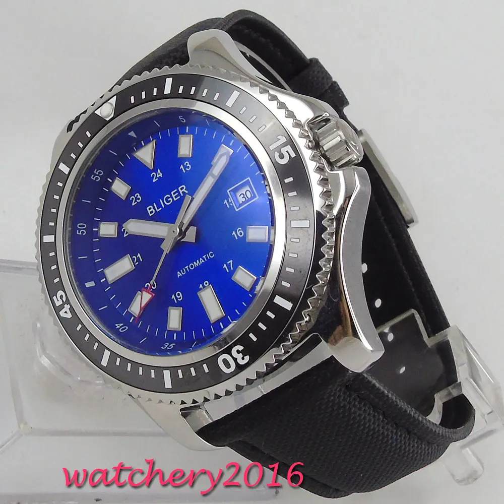 Часы наручные Bliger мужские с синим циферблатом брендовые Роскошные
