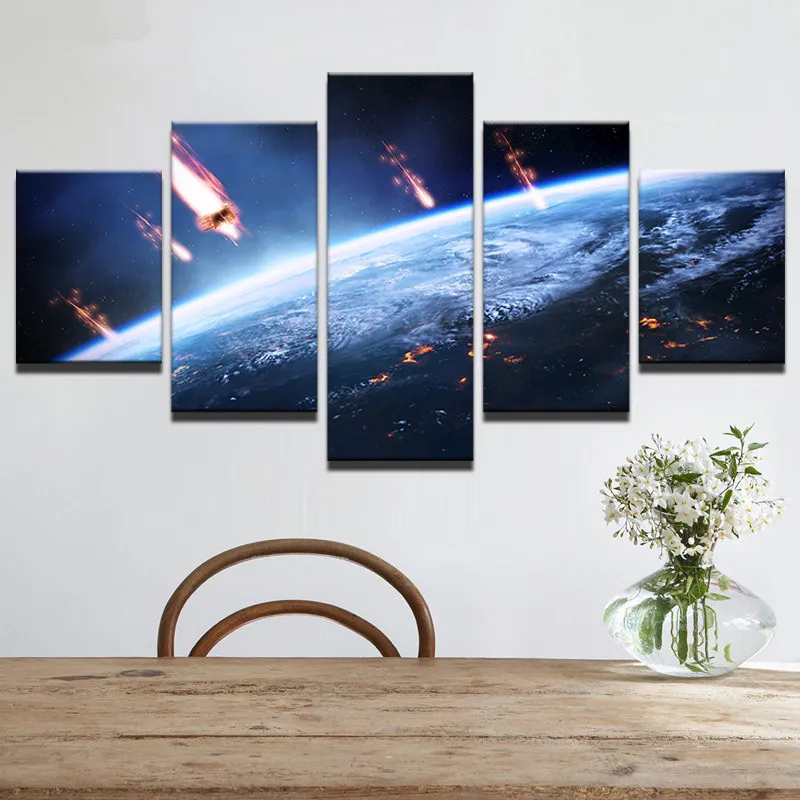 

Canvas HD Print 5 Pieces Abstract Planet Landscape Picture For Modern Decorative Bedroom Living Room Home Wall Art Decor