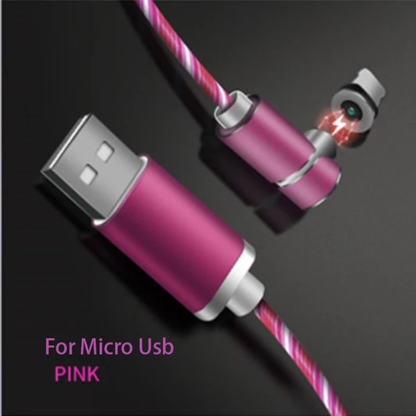 For Android-Pink Sovawin 1 м Магнитный кабель Micro USB быстрая зарядка USB C 5A зарядное устройство для мобильного телефона светодиодный локоть для huawei для samsung для Iphone - Цвет: For Android-Pink