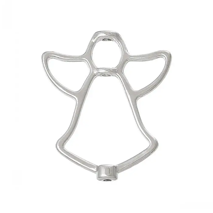 

8Seasons Fashion Beads Frames Angel Silver Color DIY Making Jewelry (Fits 4mm ,10mm Beads) 25mm x 21mm, 100PCs