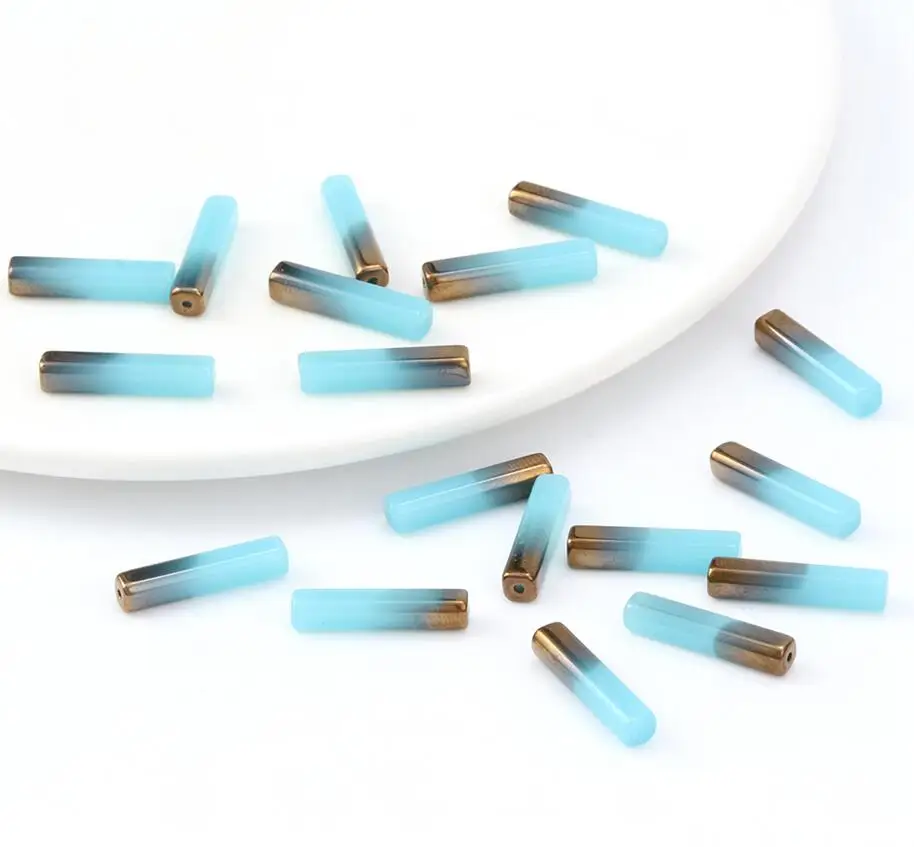litter green MEIBEADS, 20 шт./лот, цветные тонкие прямоугольные бусины для женщин, браслет из бусин, сделай сам, ожерелья, подвески, ювелирные изделия - Цвет: litter green