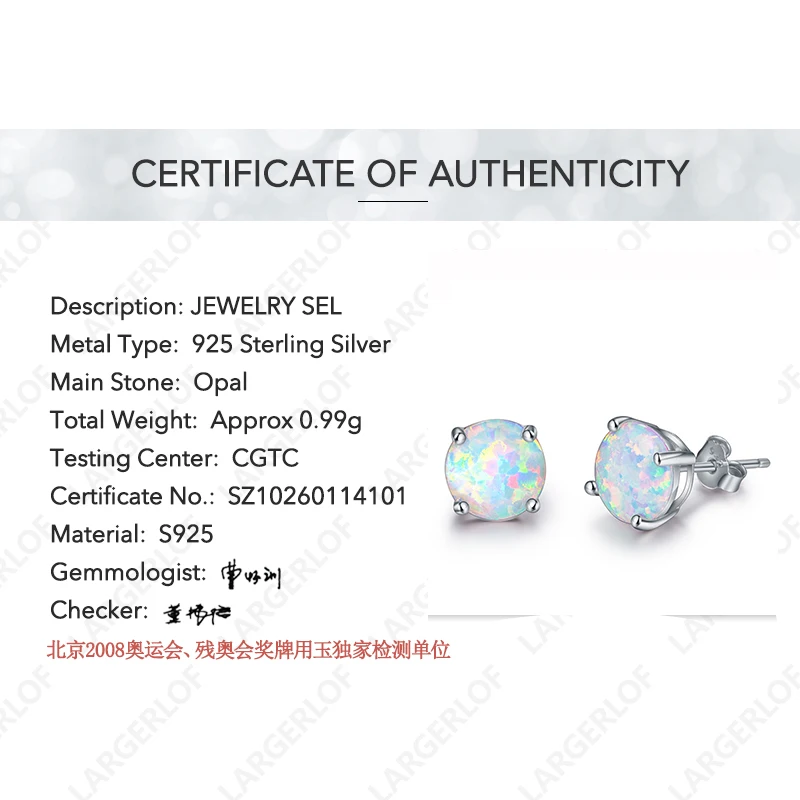 LARGERLOF 925 Sterling Silver Women Opal Earrings silver jewelry Earring earrings female ED49004 | Украшения и аксессуары
