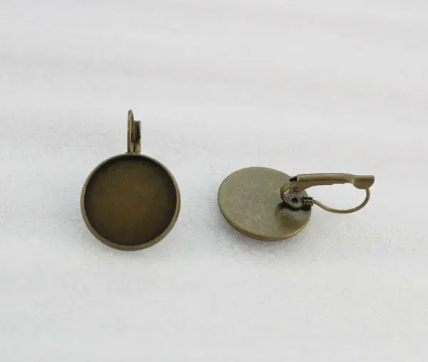 

12PCS Antiqued Bronze 14mm Cabochon Setting Franch Earrings #23156