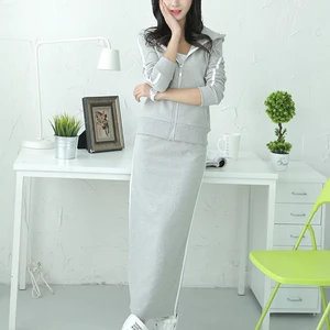 Бесплатная доставка 2021 модные хлопковые костюмы для женщин большие размеры S-10XL Индивидуальные женские толстовки с длинным рукавом и юбка один комплект