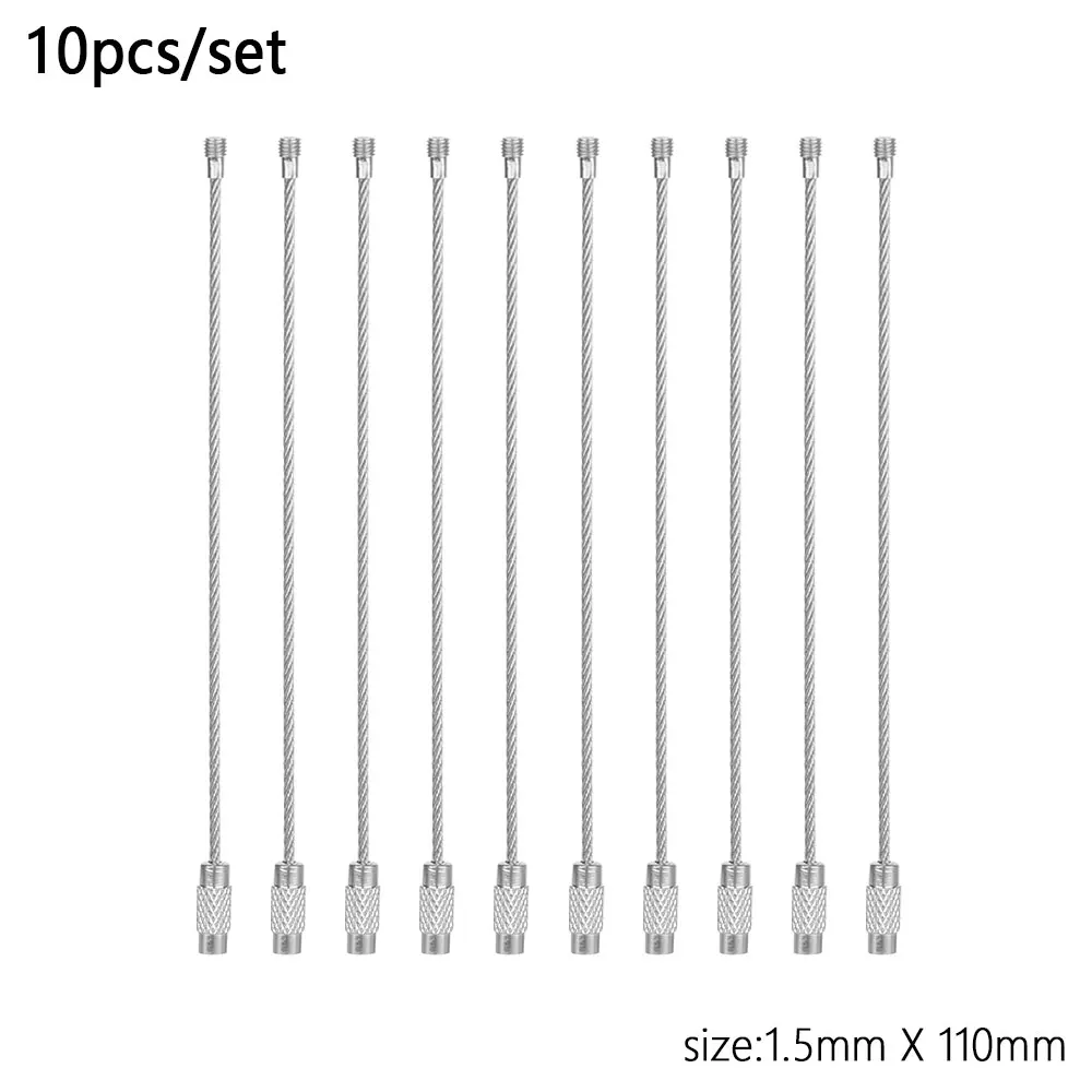 1.5mm X 110mm 10 шт./компл. 150 мм цепочка для ключей веревка для праздничных флажков Проволока Из Нержавеющей Стали Кабельной петли винт устройство блокировки Кольцо Брелок Круг лагерь подвесной инструмент - Цвет: 1.5mm X 110mm