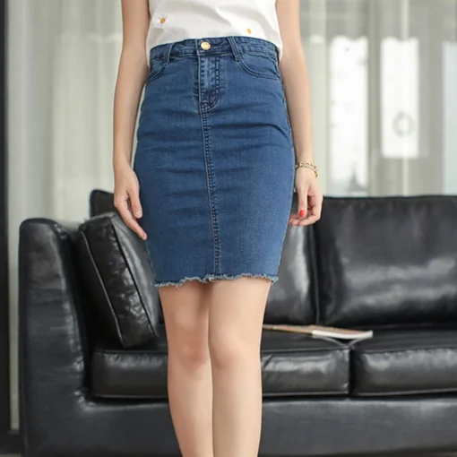 Джинсовая юбка Летний стиль 2017 г. Повседневное краткое потертые Разделение более