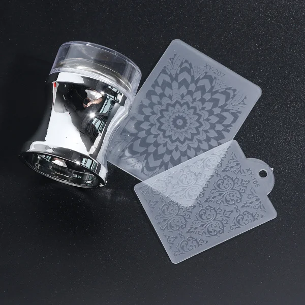 Silver 3pcs Jelly Silicone Head Nail Stamper Scraper Color Holographic Polish Transfer Capsule Nail Transparent All For Manicure LE1033 - Цвет: Silver