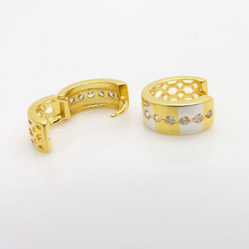 2-tone Solid Gold Filled Womens Fashion Hoop Earrings Hollow Design Jewelry Gift | Украшения и аксессуары