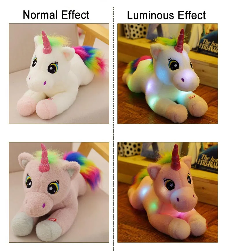 Nooer светодиодный светильник ing Единорог плюшевая игрушка мягкий мигающий Unicornio плюшевая кукла для детей Рождественский подарок на день рождения