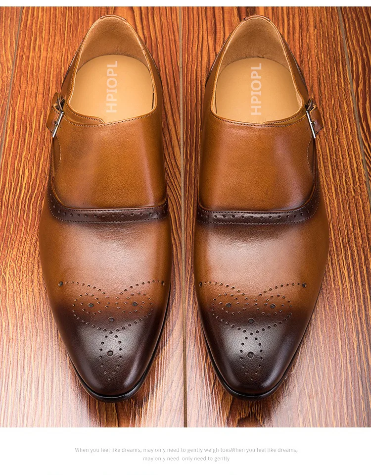 Big Size 38-48 Italian Brand Design Handmade Leather Men Brown Formal Shoes Office Business Wedding Dress Loafers Male autumn