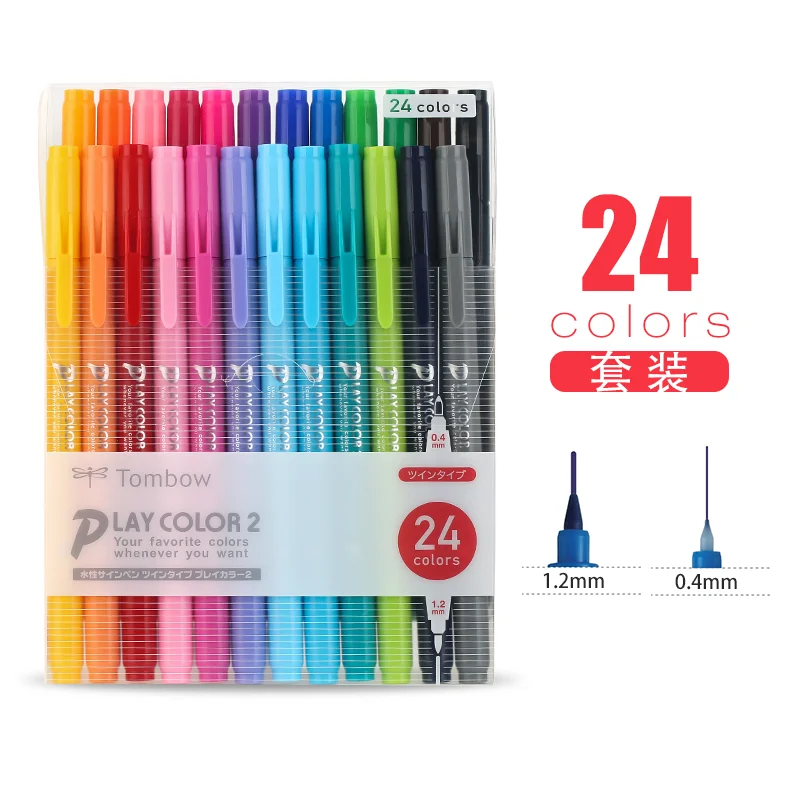 24 color Япония TOMBOW двуглавый цвет воды ручка GCF-611 тонкий Маркер 6 12 36 цветов - Цвет: 24 color