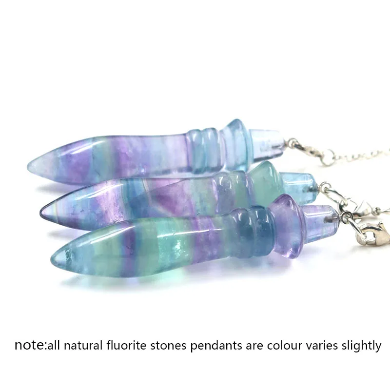 Хит продаж натуральный флюорит 7 маятник с чакрами круглая палочка конус