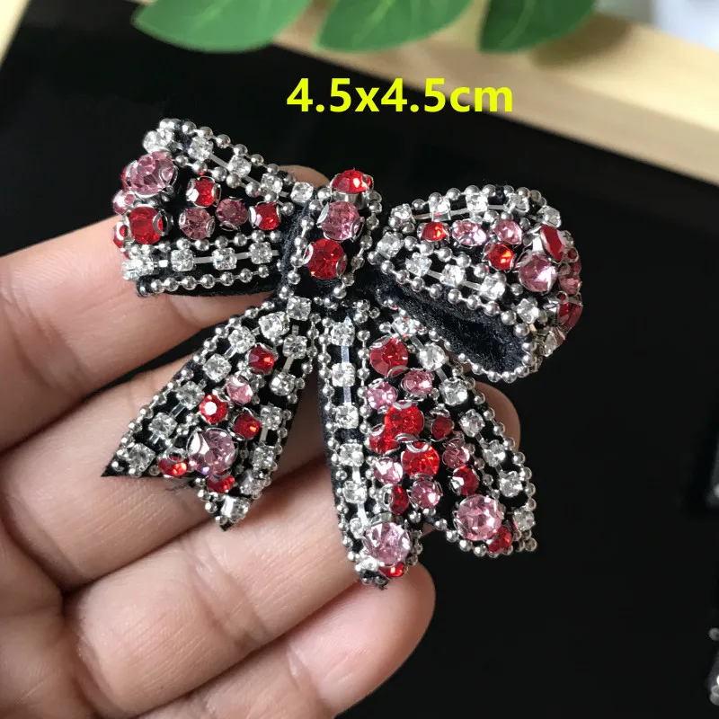 3D вышитые бисером нашивки ручной работы белый серый черный галстук-бабочка пришитые хрустальные нашивки для одежды Стразы Аппликация из бисера Милая нашивка
