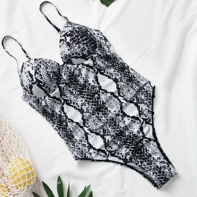 Bikinx красный змеиный принт бикини стринги с высокой посадкой купальник женский цельный костюм пуш-ап сексуальный купальник женский купальный костюм - Цвет: 2