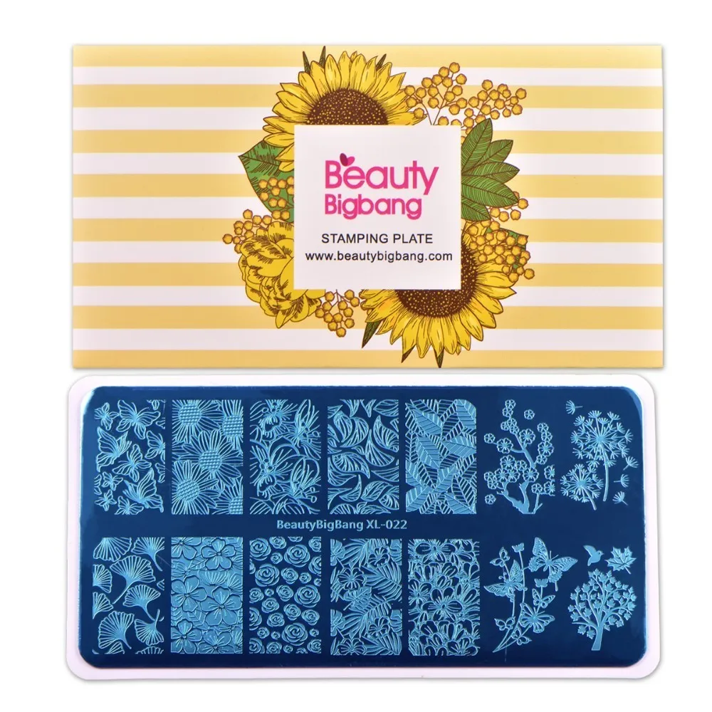 BeautyBigBang пластины для стемпинга ногтей дизайна шаблон Бабочка Листья Одуванчик