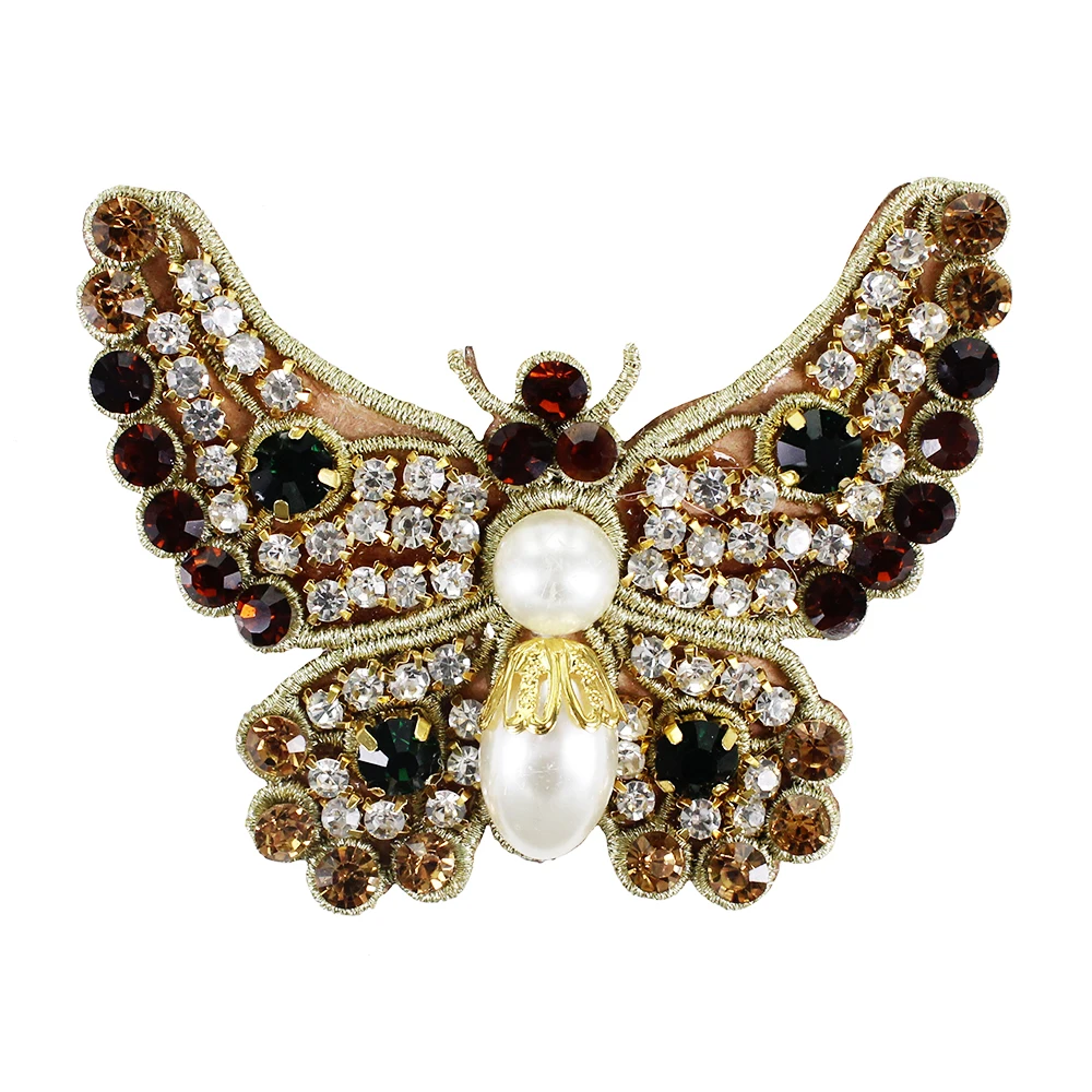 10 шт. изысканные вышитые бисером алмазные нашивки бабочки Стразы хрустальные