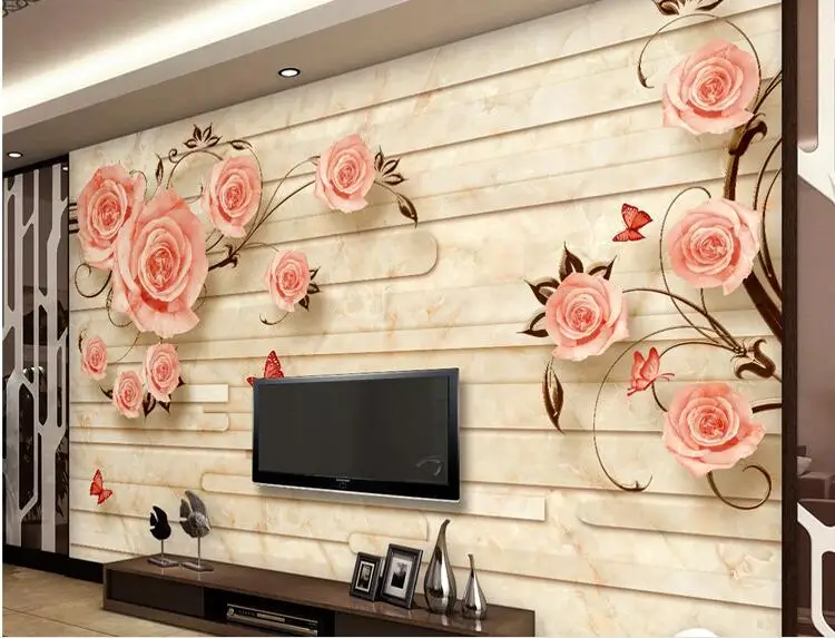 Пользовательские фото обои 3D стерео большие фрески розовая роза настенные