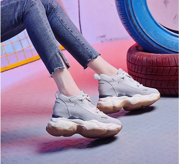 Tleni/Женская обувь на платформе, увеличивающая рост; Chaussure Femme; кроссовки; обувь из сетчатого материала; женская обувь на танкетке; спортивная обувь на высоком каблуке; ZD-205