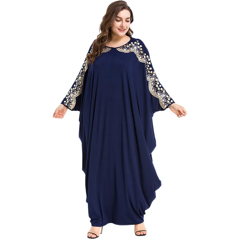 Loose large size women's dresses muslim abaya dress dubai bat sleeves islamic dress arabic kaftan plus size islamic clothing