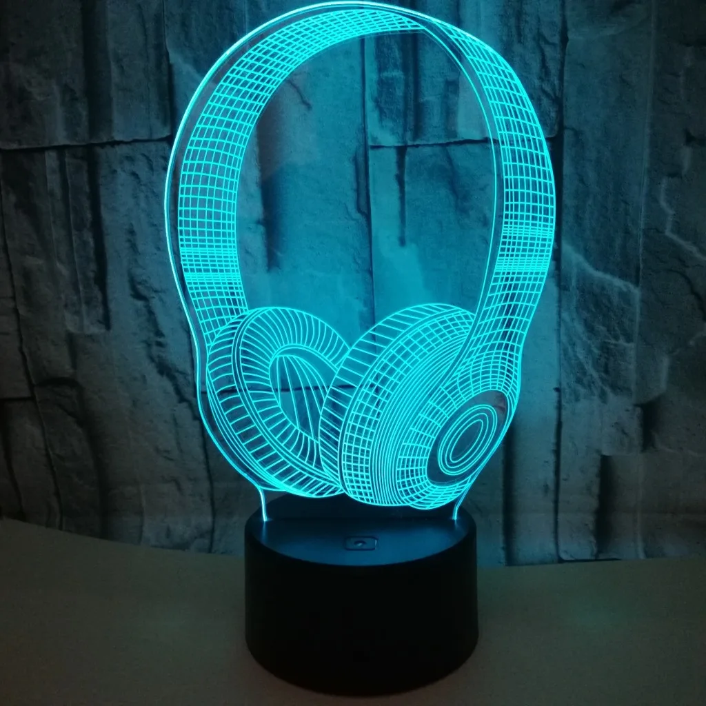 Новые наушники красочные 3d лампа Led постепенное изменение ночник сенсорный