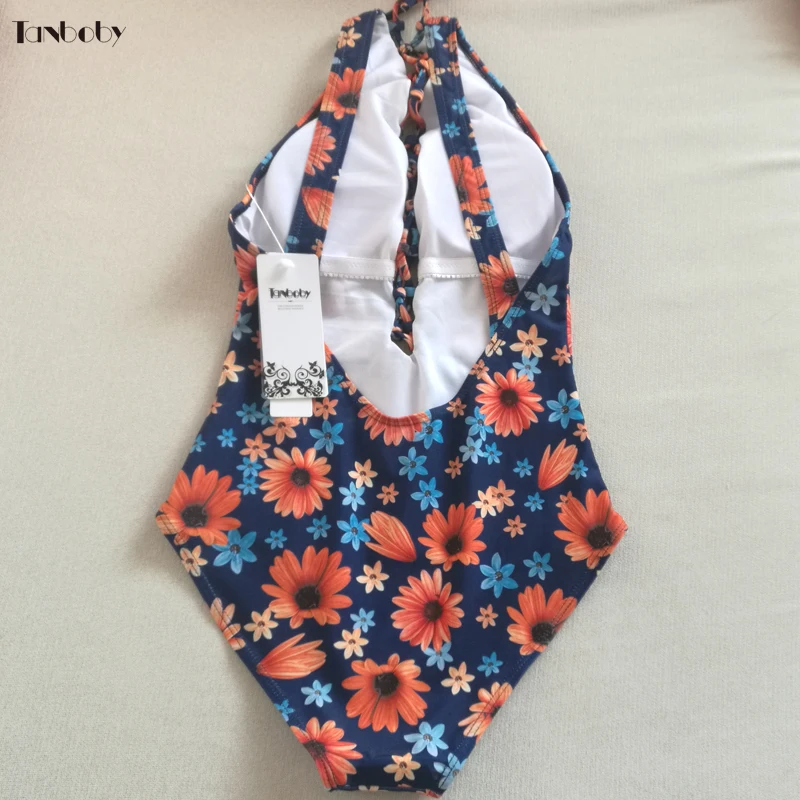 Thongs One-piece Swimwear Womens Bathing Suits Printed Bandage Trikinis High Waist Hollow Out Swimsuits 1 piece Thong Swim | Спорт и