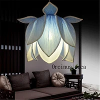 the new chinese classical imitation cloth pendant lotus lamp temple teahouse creative restaurant yoga lotus lamps